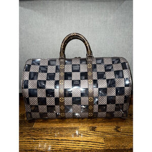 Louis Vuitton Keepall Bandouliere 50 Monogram Chess PVC Logo Weekend Travel Bag